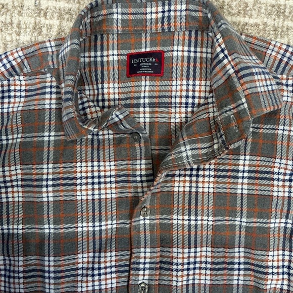 Men's Gray UNTUCKIT Plaid Shirt Sz M - Picture 3 of 5